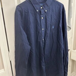 Ralph Lauren Navy Button-Down Oxford Shirt with Embroidered Pony NWOT